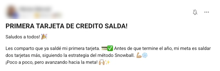 Primera tarjeta de crédito saldada