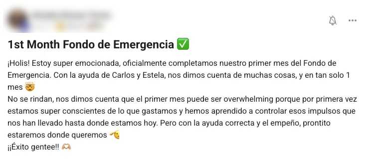 Primer mes de fondo de emergencia